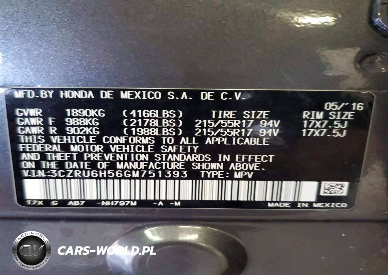 2016 Honda Hr-V Ex VIN:3CZRU6H56GM751393 - 13