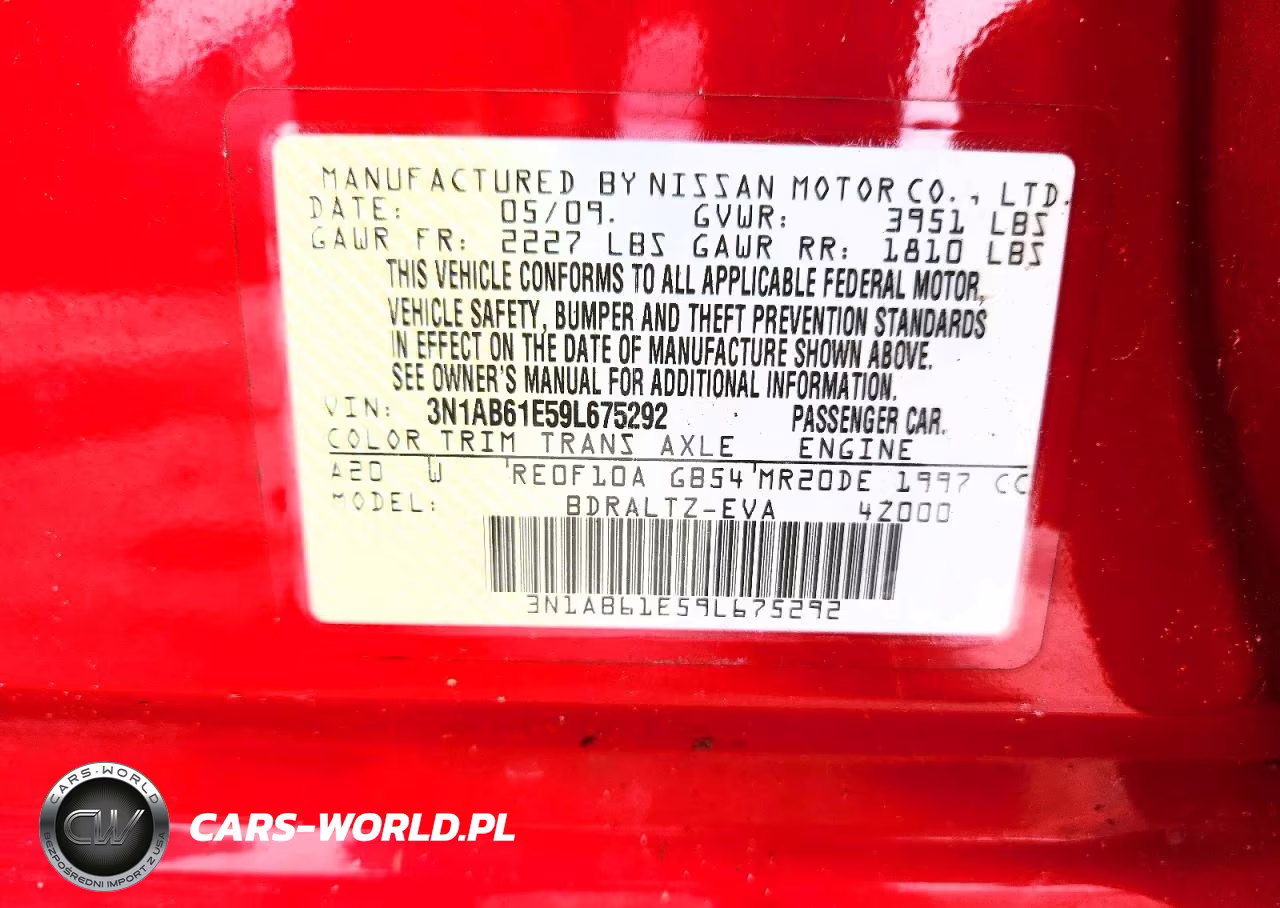 2009 Nissan Sentra 2.0 VIN:3N1AB61E59L675292 - 12