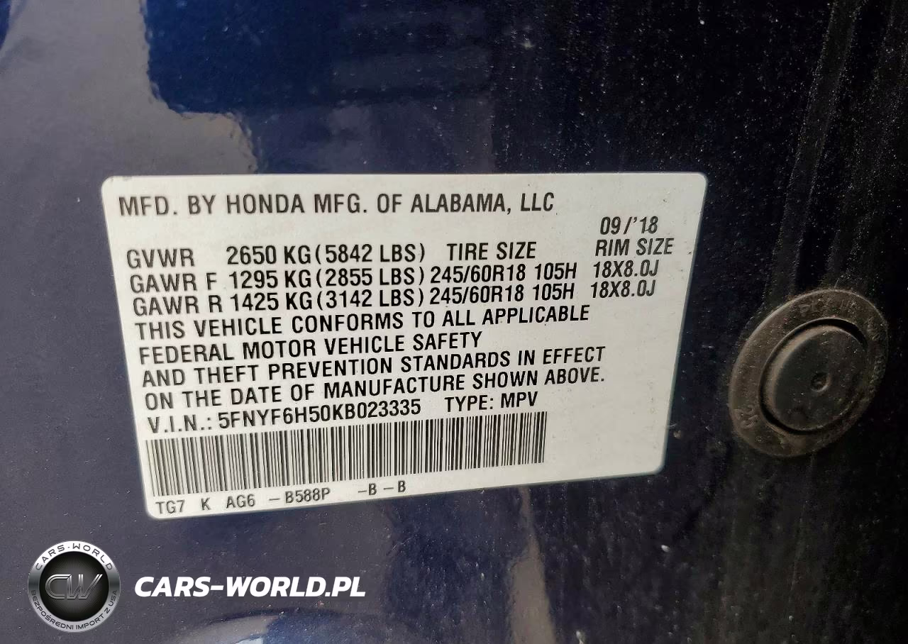 2019 Honda Pilot Exl VIN:5FNYF6H50KB023335 - 13
