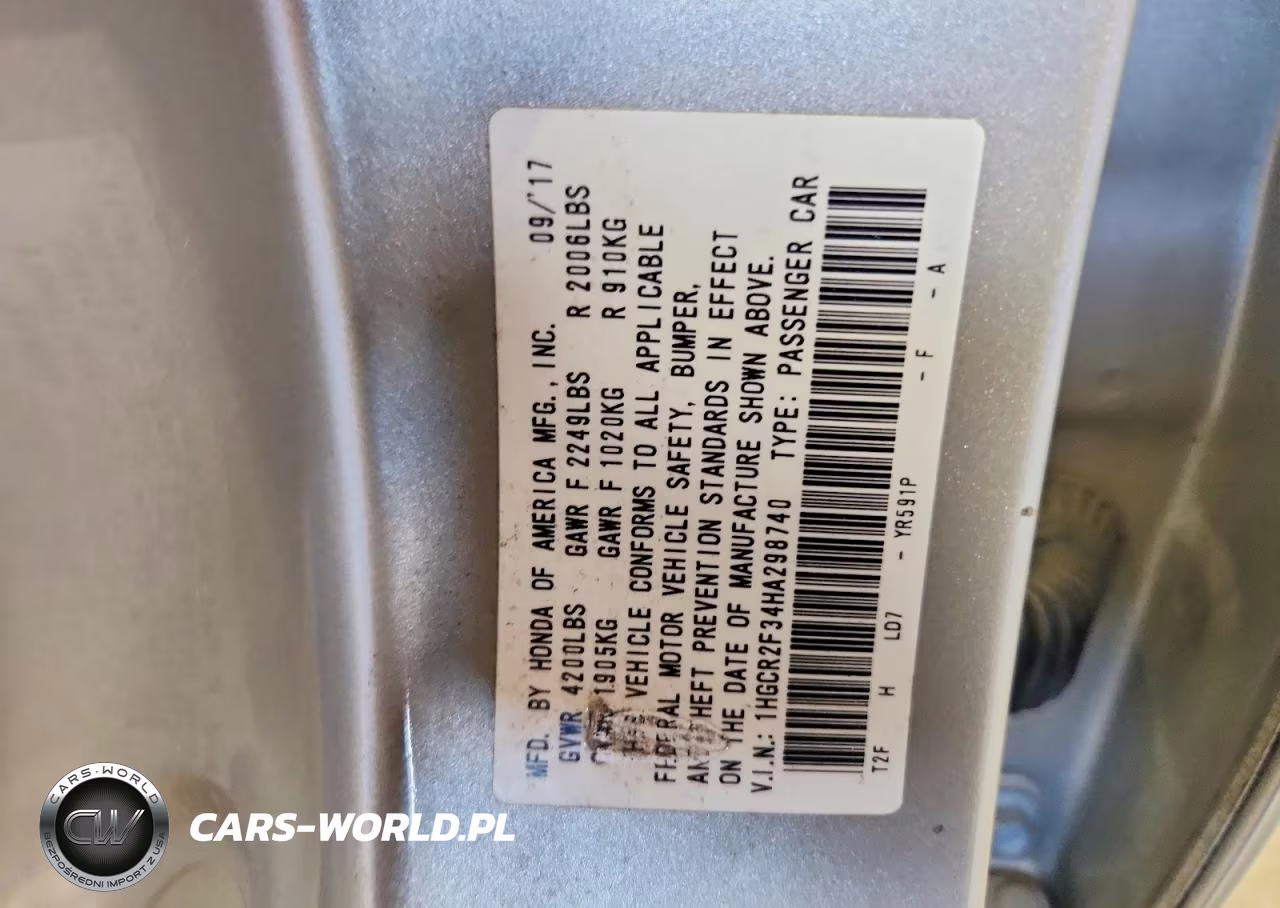 2017 Honda Accord Lx VIN:1HGCR2F34HA298740 - 12