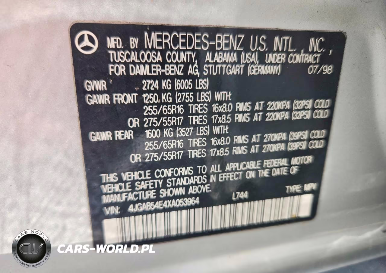 1999 Mercedes-Benz Ml 320 VIN:4JGAB54E4XA053964 - 13