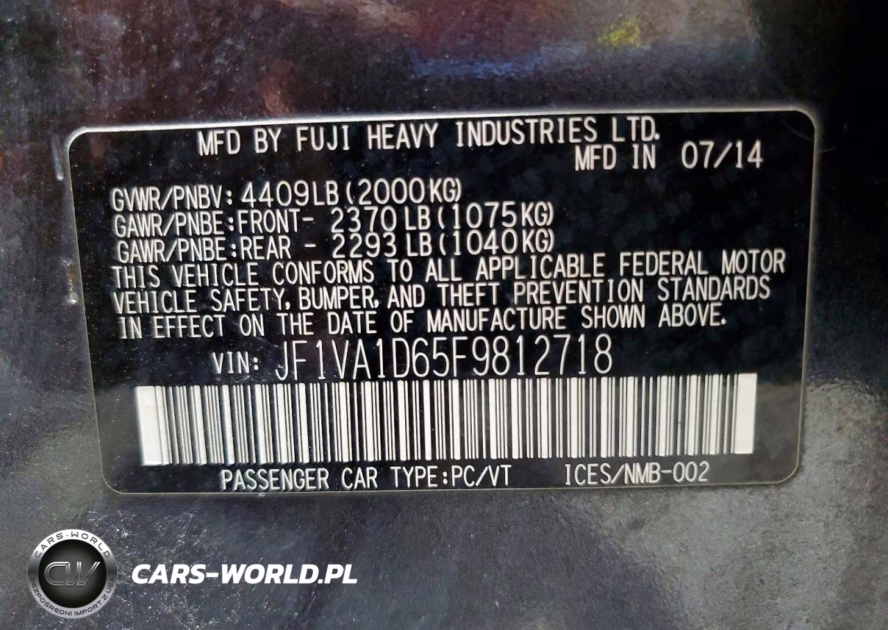 2015 Subaru Wrx Premium VIN:JF1VA1D65F9812718 - 12
