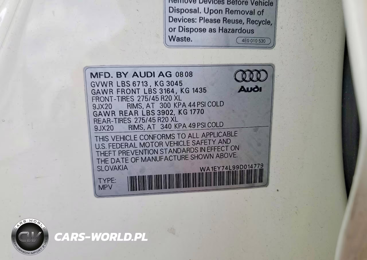 2009 Audi Q7 3.6 Quattro Premium S-Line VIN:WA1EY74L99D014779 - 13