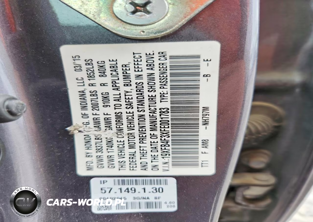 2015 Honda Civic Hybrid L VIN:19XFB4F3XFE001783 - 12