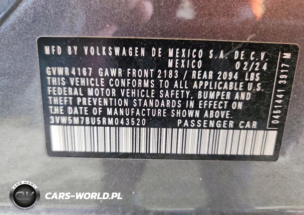 2024 Volkswagen Jetta S VIN:3VW5M7BU5RM043520 - 13