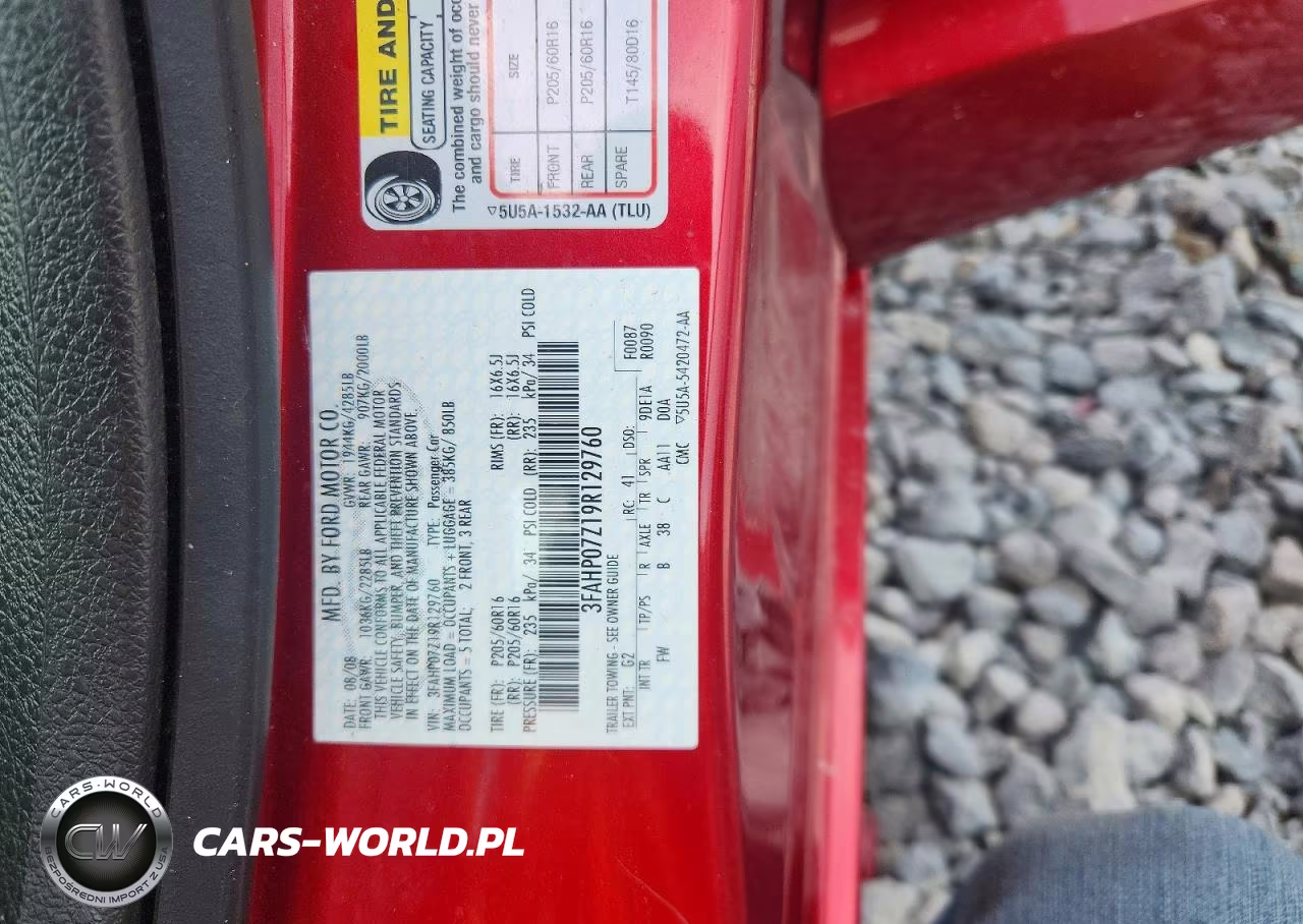 2009 Ford Fusion Se VIN:3FAHP07Z19R129760 - 12