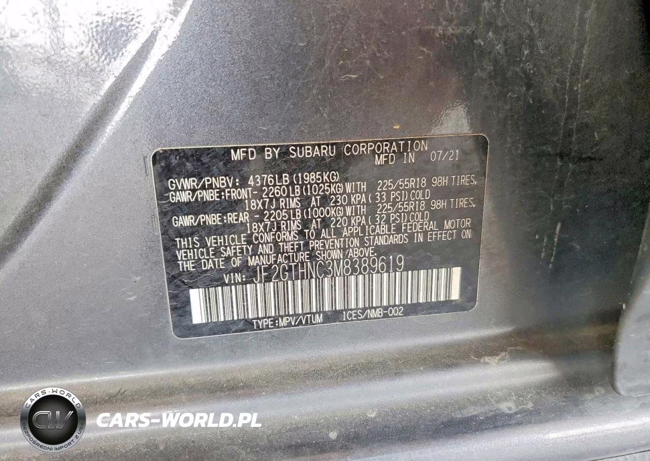 2021 Subaru Crosstrek Limited VIN:JF2GTHNC3M8389619 - 12