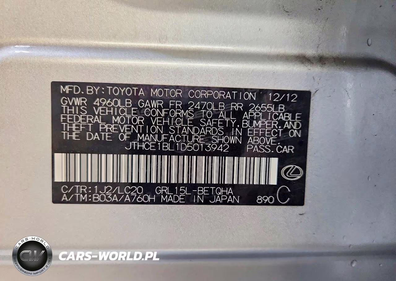 2013 Lexus Gs 350 VIN:JTHCE1BL1D5013942 - 12