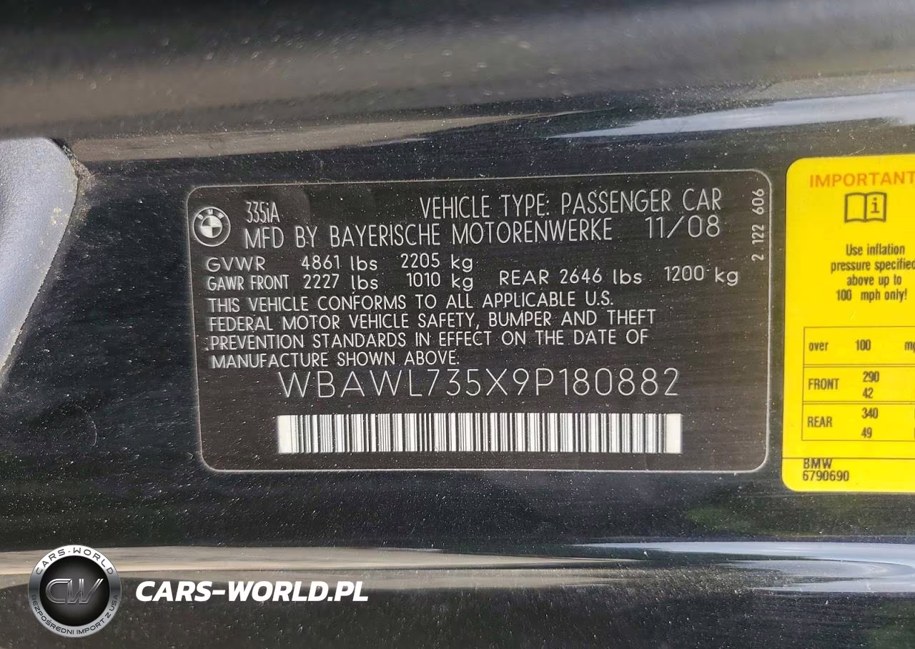 2009 BMW 335 I VIN:WBAWL735X9P180882 - 12