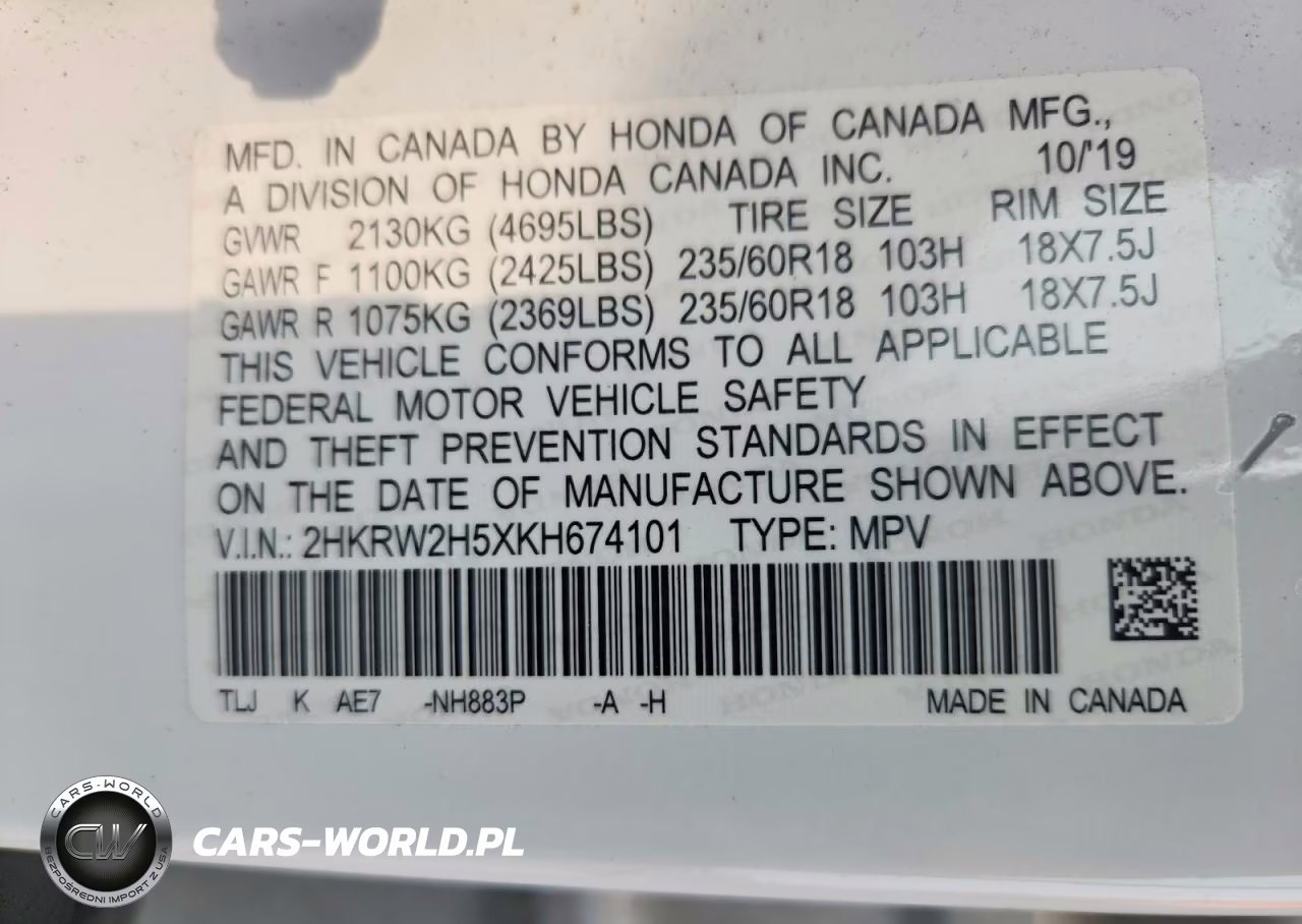 2019 Honda Cr-V Ex VIN:2HKRW2H5XKH674101 - 14