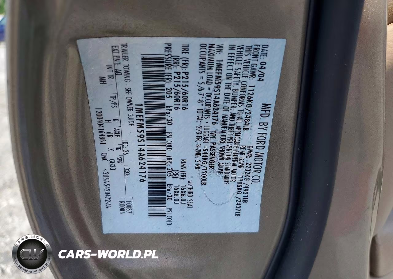 2004 Mercury Sable Ls Premium VIN:1MEFM59S14A624176 - 12