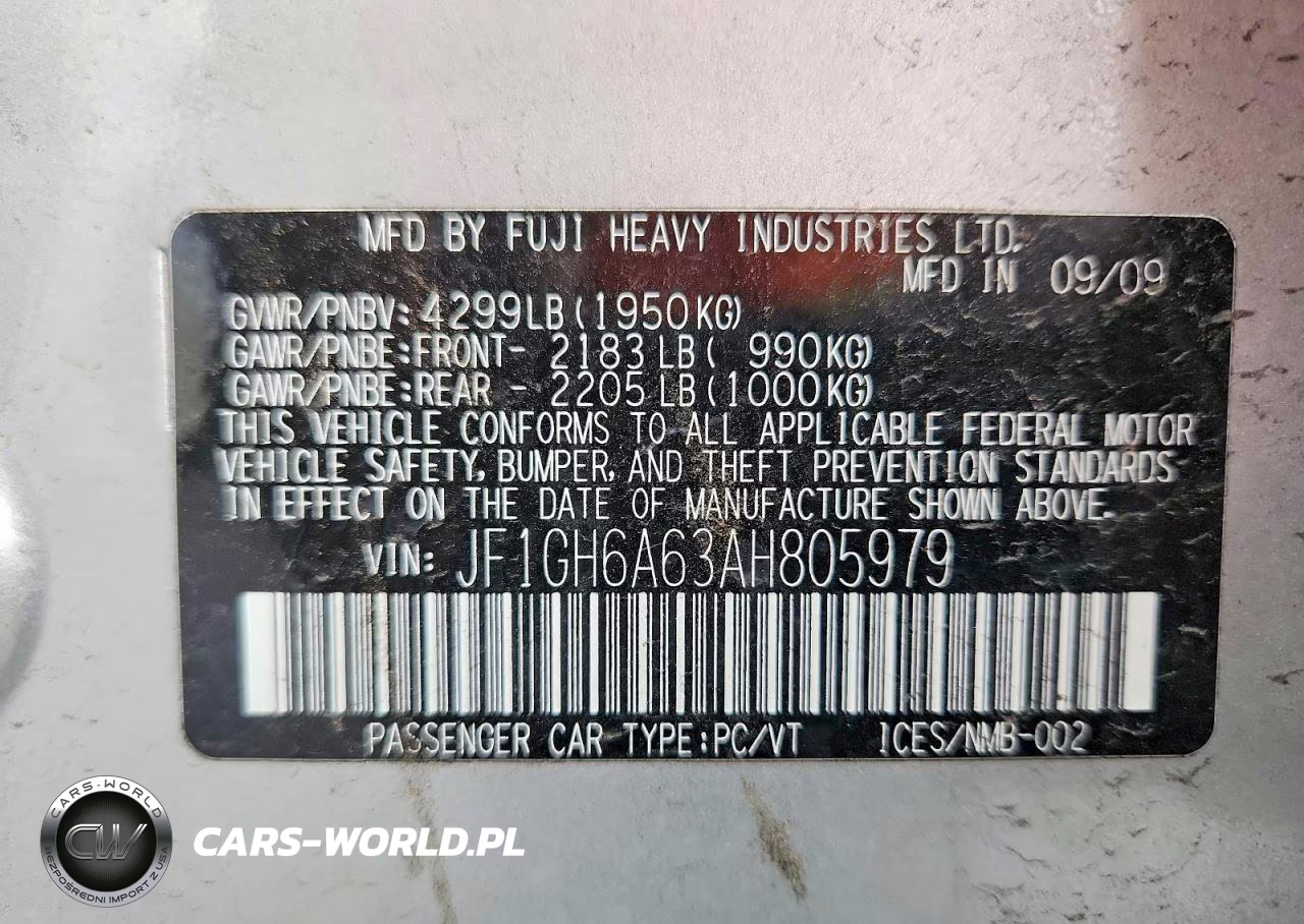 2010 Subaru Impreza 2.5I VIN:JF1GH6A63AH805979 - 12