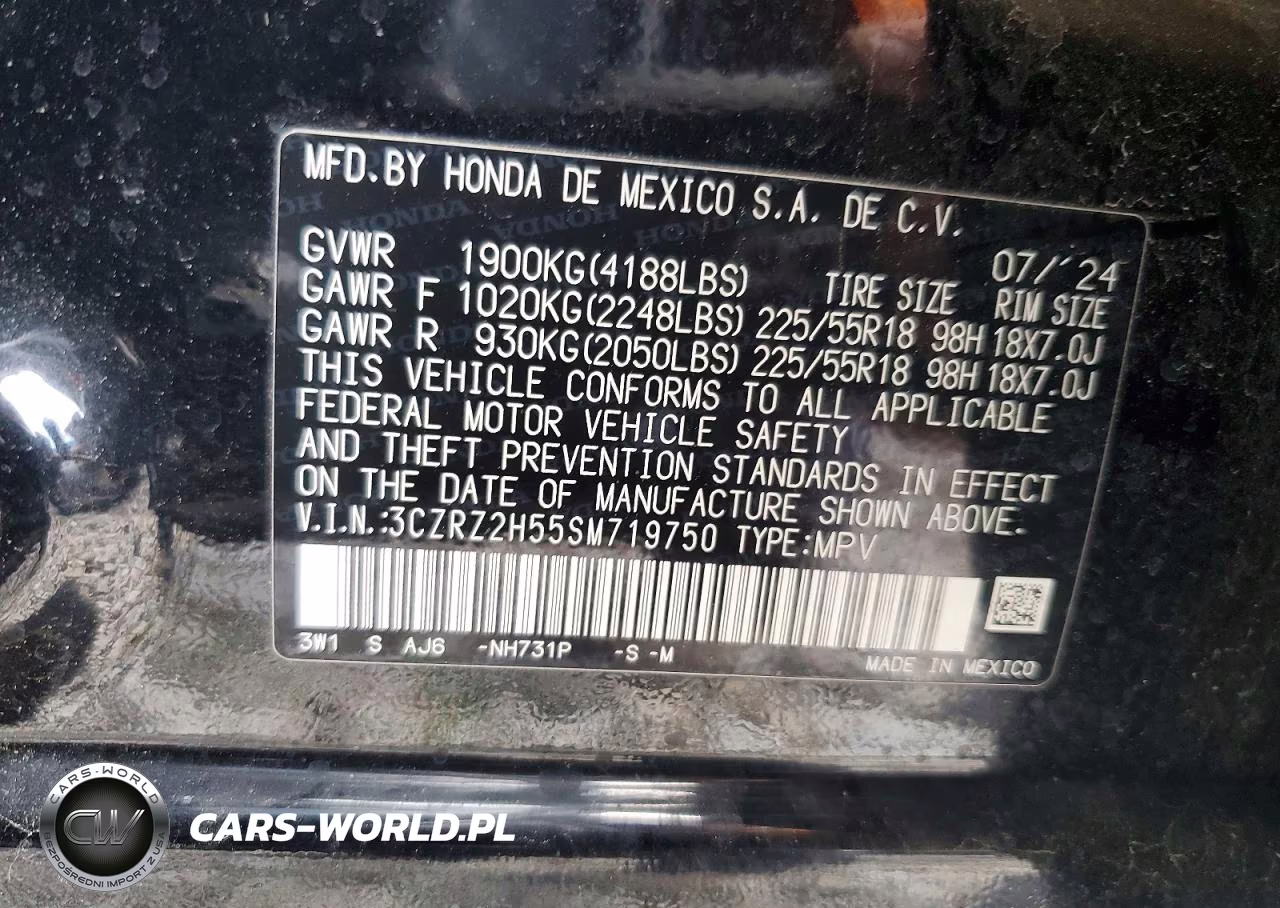 2025 Honda Hr-V Sport VIN:3CZRZ2H55SM719750 - 12