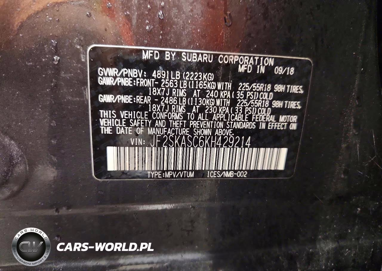 2019 Subaru Forester Limited VIN:JF2SKASC6KH429214 - 12