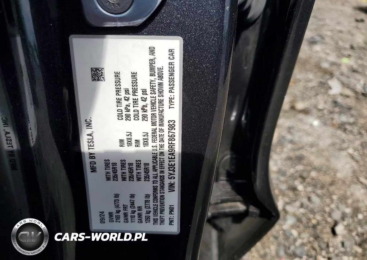2024 Tesla Model 3 VIN:5YJ3E1EA9RF867983 - 12