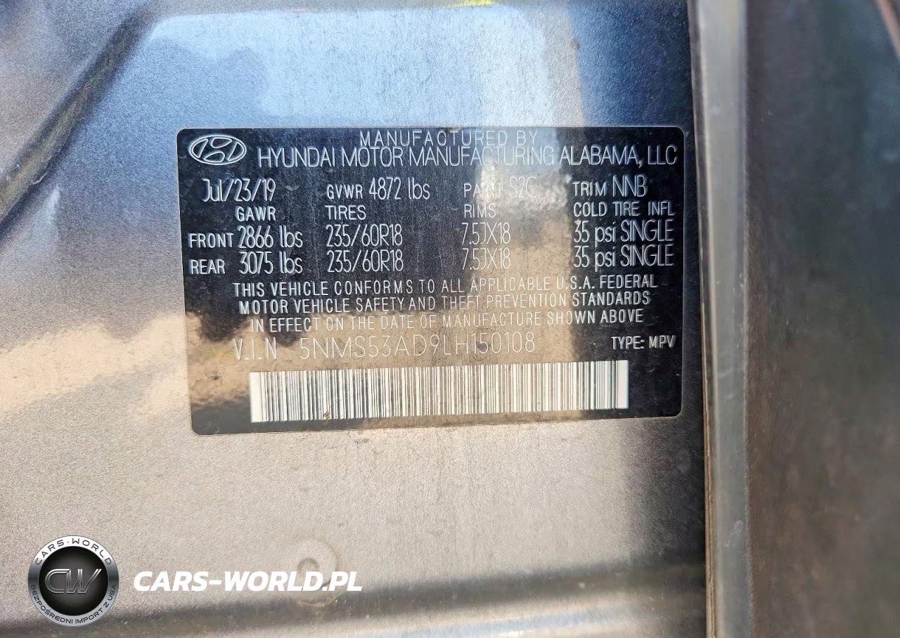 2020 Hyundai Santa Fe Limited VIN:5NMS53AD9LH150108 - 13