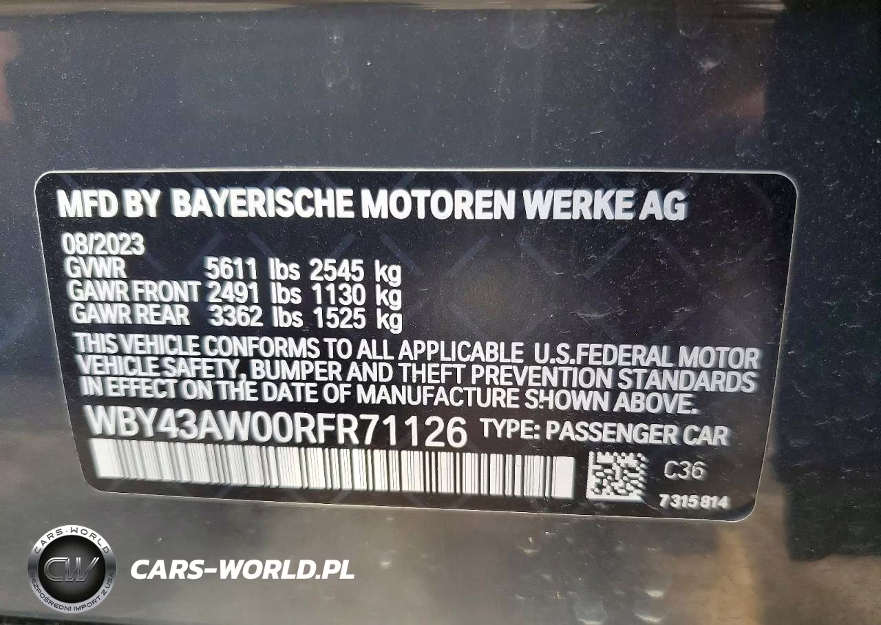 2024 BMW I4 Edrive 35 VIN:WBY43AW00RFR71126 - 13