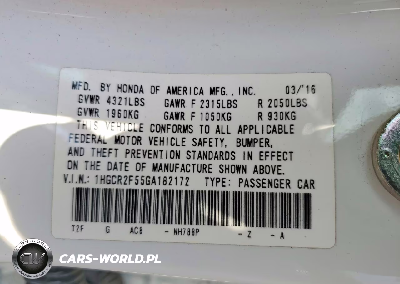 2016 Honda Accord Sport VIN:1HGCR2F55GA182172 - 12