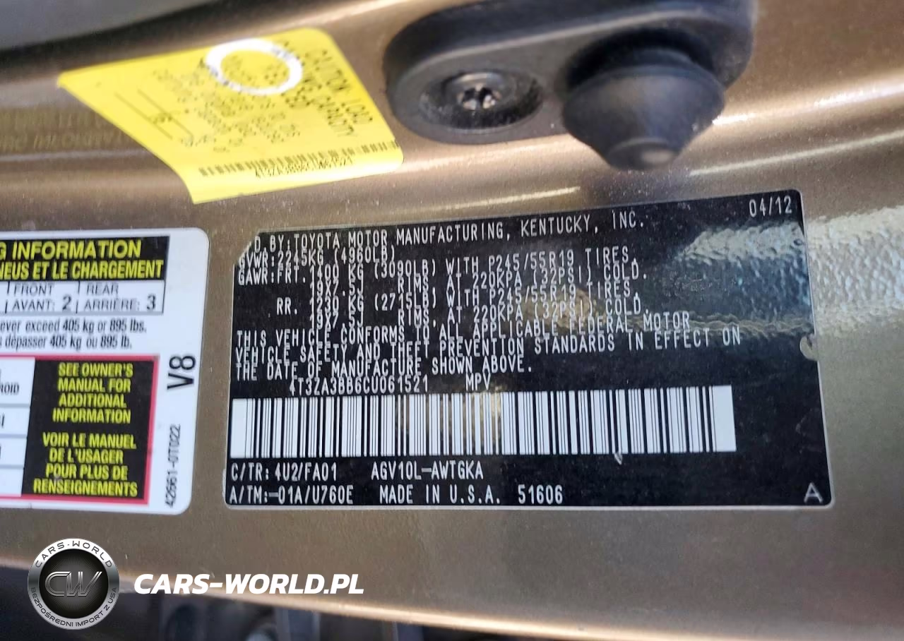 2012 Toyota Venza Le VIN:4T3ZA3BB6CU061521 - 12