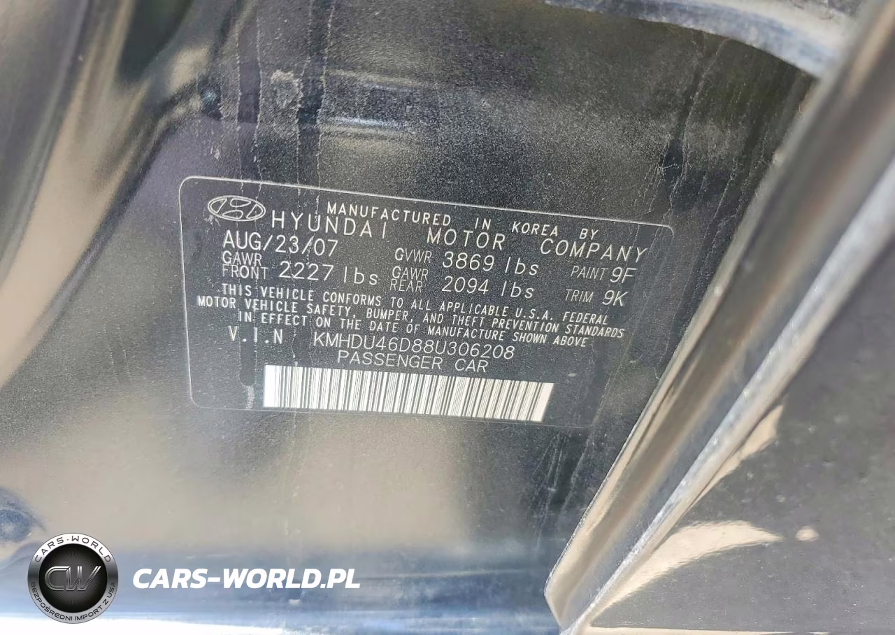 2008 Hyundai Elantra Gls VIN:KMHDU46D88U306208 - 12