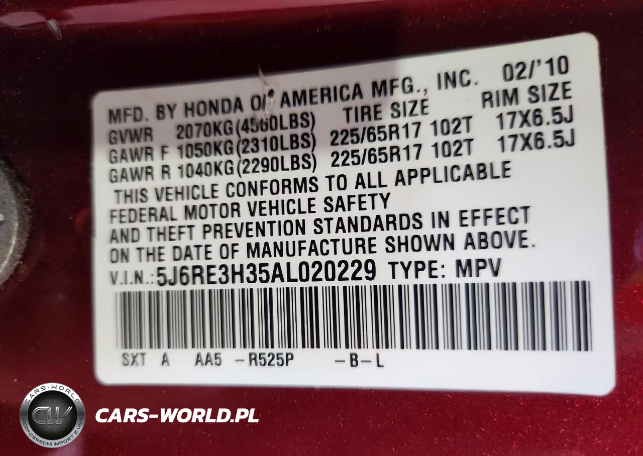 2010 Honda Cr-V Lx VIN:5J6RE3H35AL020229 - 12