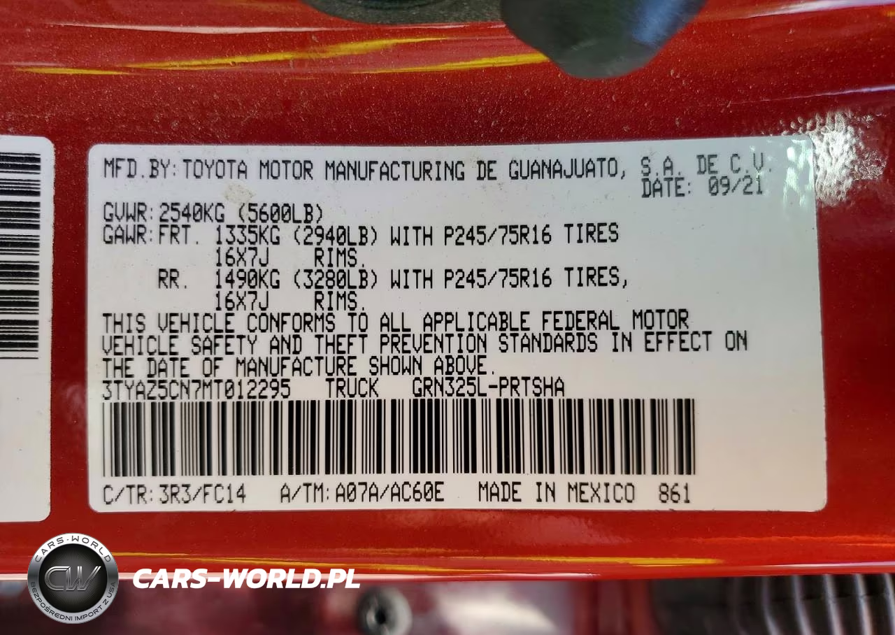 2021 Toyota Tacoma Sr5 V6 VIN:3TYAZ5CN7MT012295 - 12
