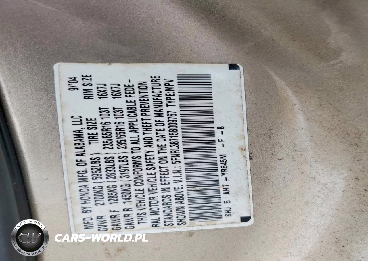 2005 Honda Odyssey Exl VIN:5FNRL38715B009767 - 13