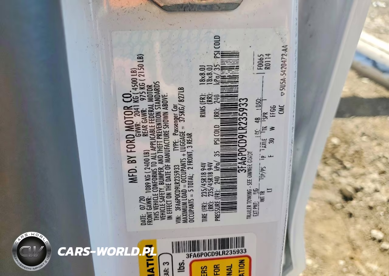 2020 Ford Fusion Sel VIN:3FA6P0CD9LR235933 - 12