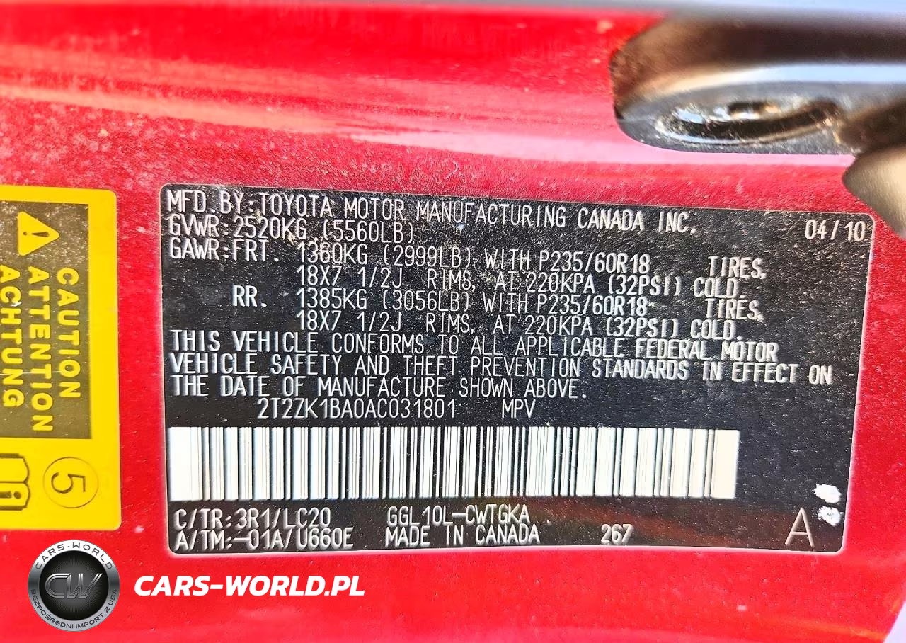 2010 Lexus Rx 350 VIN:2T2ZK1BA0AC031801 - 12