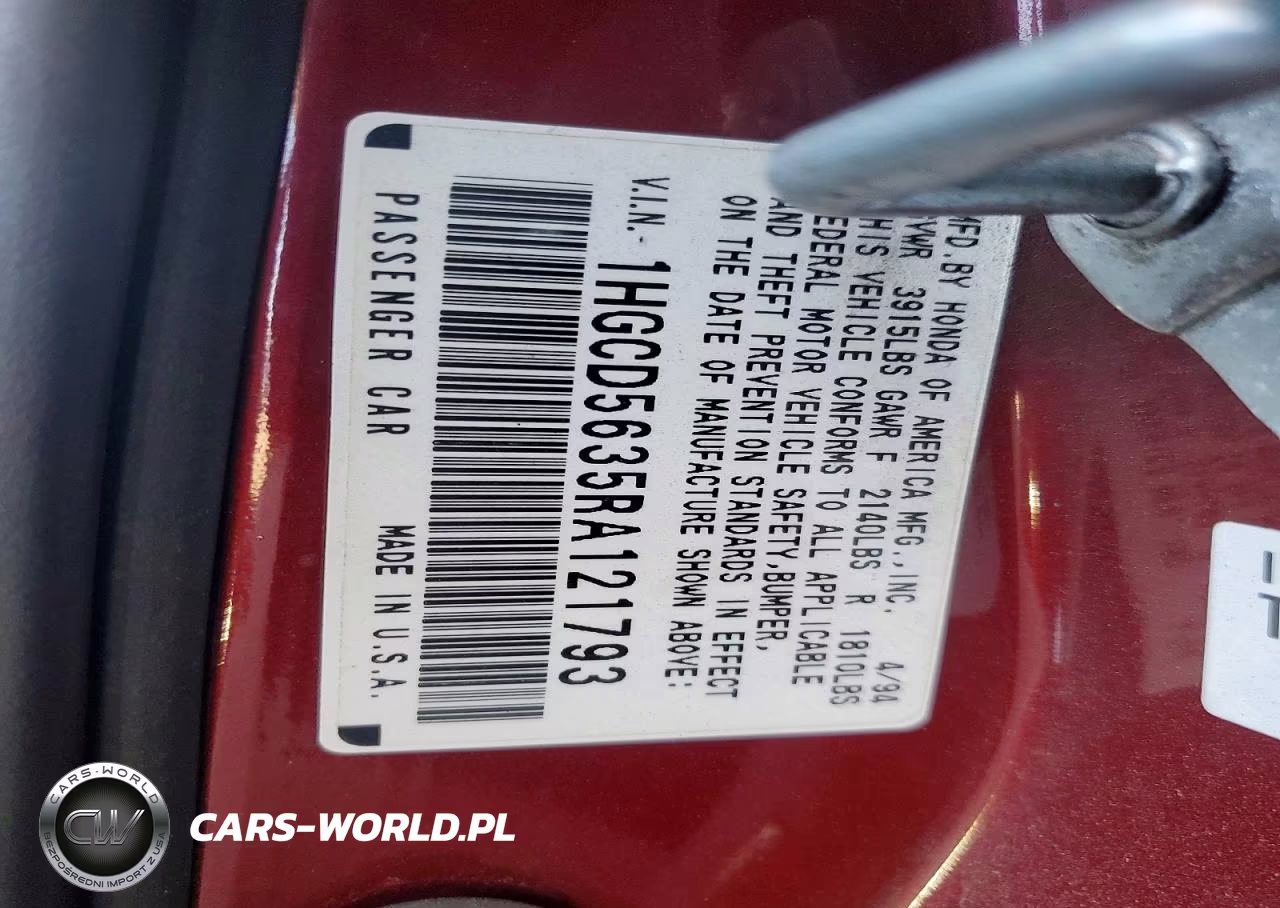 1994 Honda Accord Lx VIN:1HGCD5635RA121793 - 12