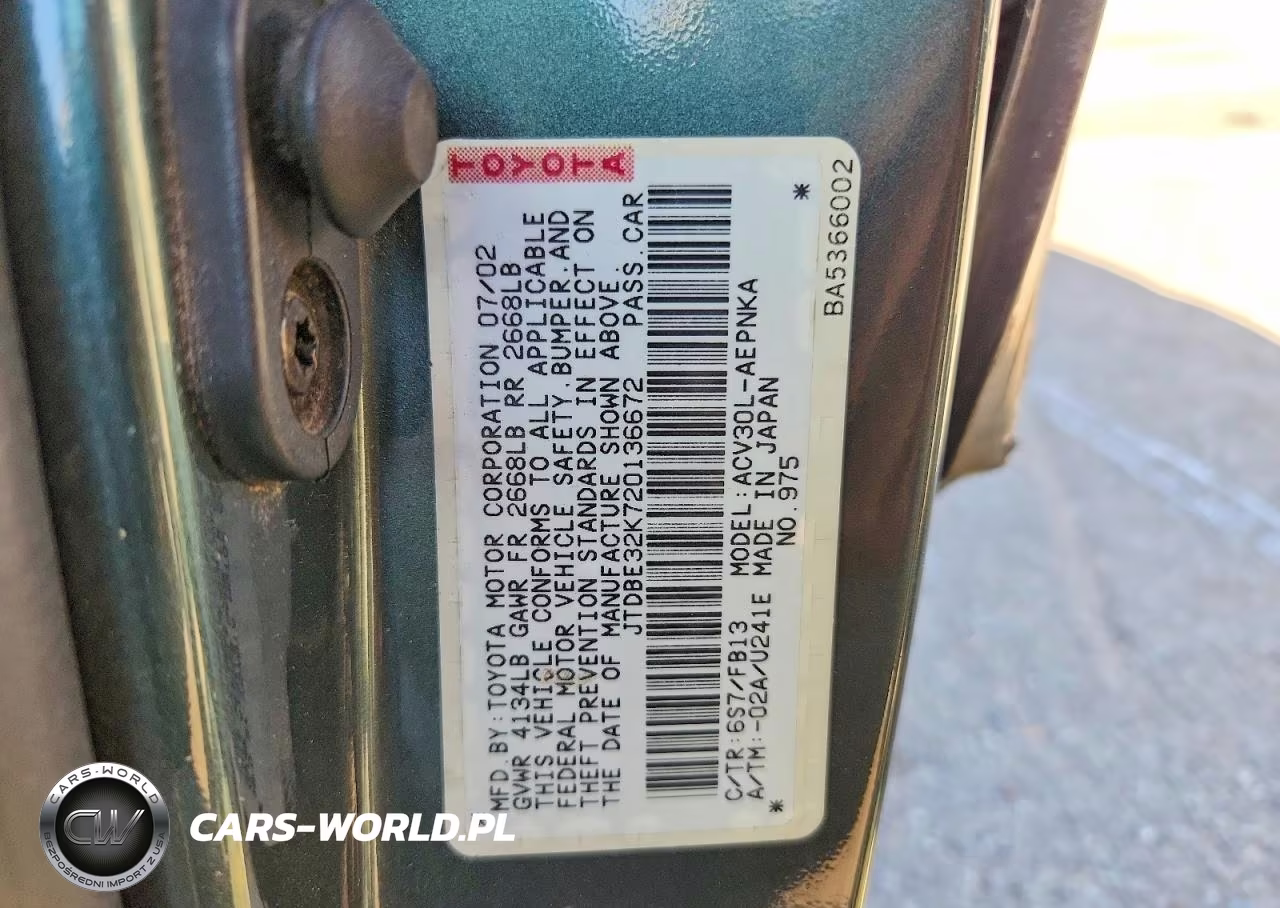 2002 Toyota Camry Le VIN:JTDBE32K720136672 - 13