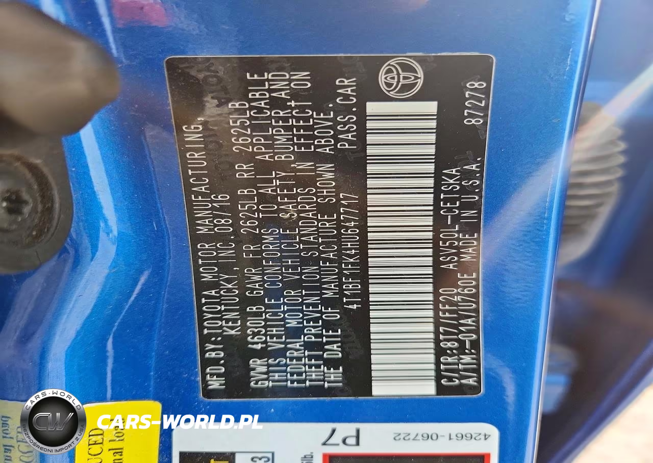 2017 Toyota Camry Se VIN:4T1BF1FK4HU647717 - 12