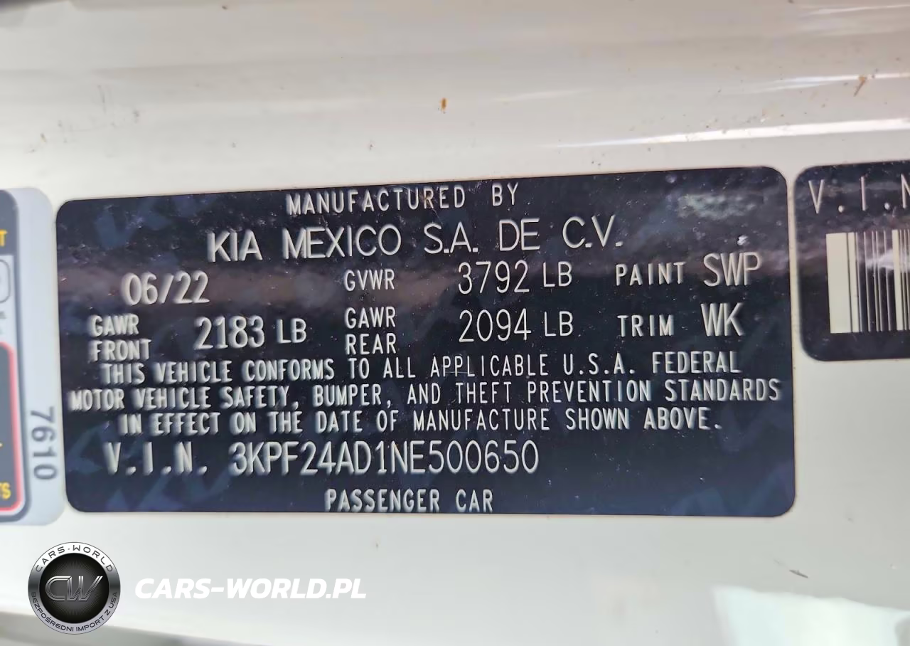 2022 Kia Forte Lxs VIN:3KPF24AD1NE500650 - 12