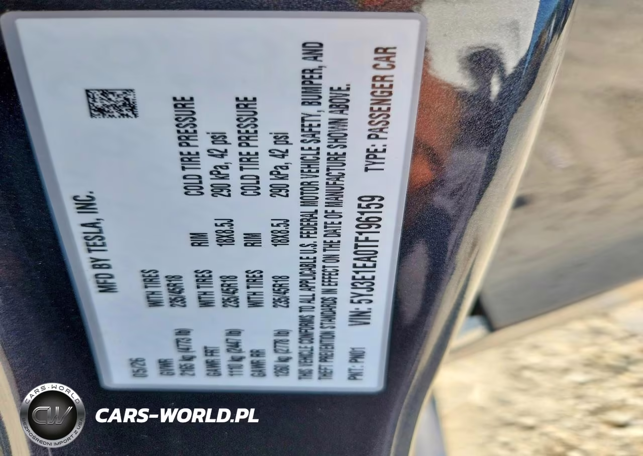 2026 Tesla Model 3 VIN:5YJ3E1EA0TF196159 - 12