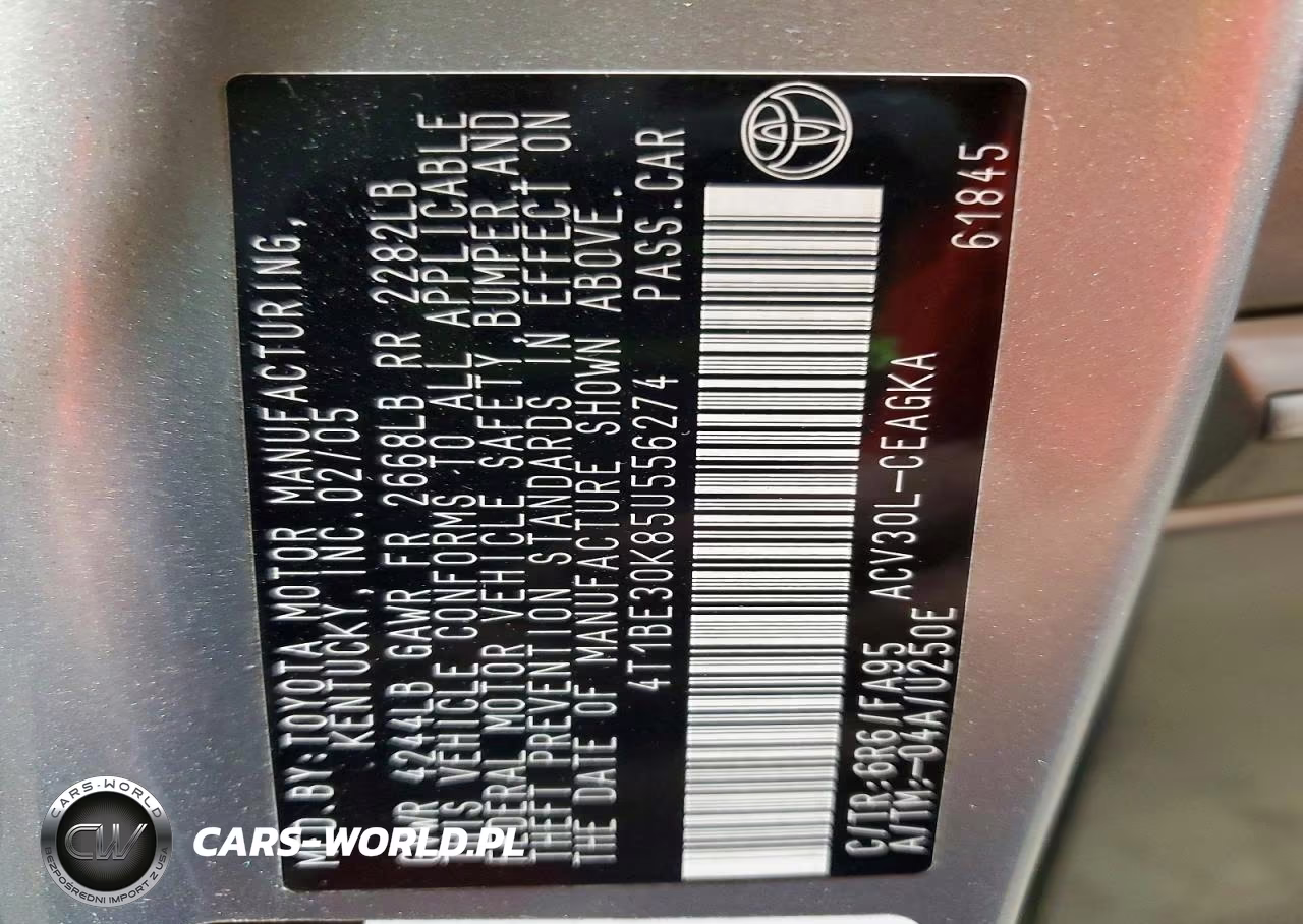 2005 Toyota Camry Xle VIN:4T1BE30K85U556274 - 12
