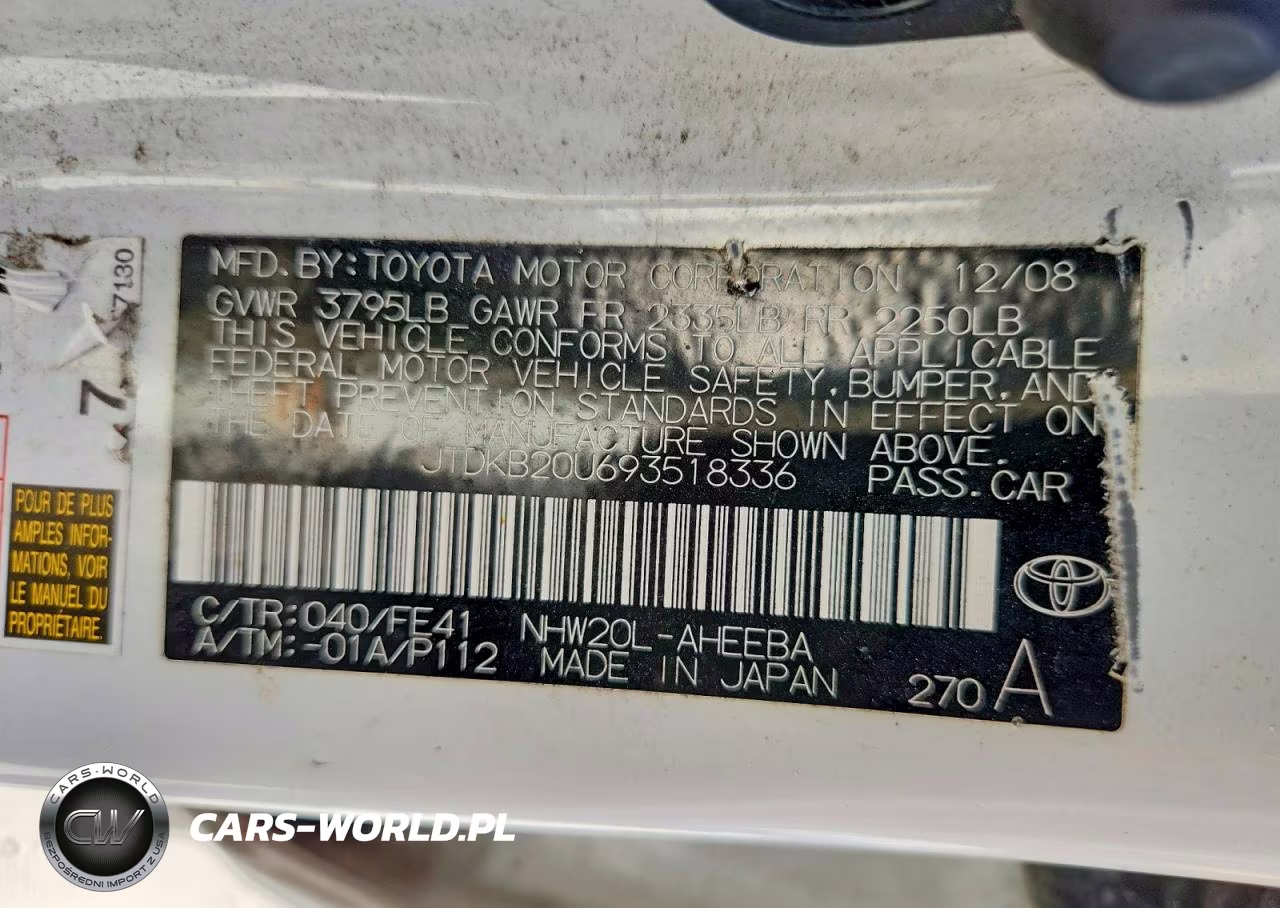 2009 Toyota Prius Base VIN:JTDKB20U693518336 - 12