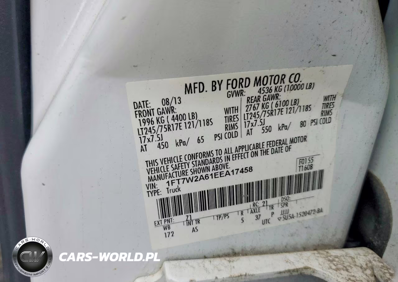 2014 Ford F250 Super Duty VIN:1FT7W2A61EEA17458 - 12