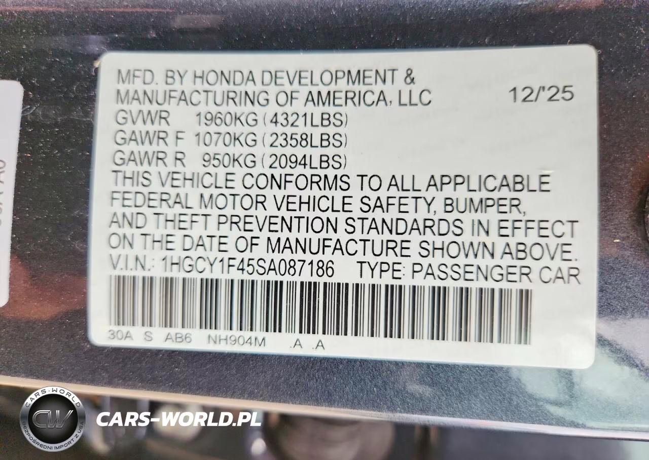 2025 Honda Accord Se VIN:1HGCY1F45SA087186 - 13
