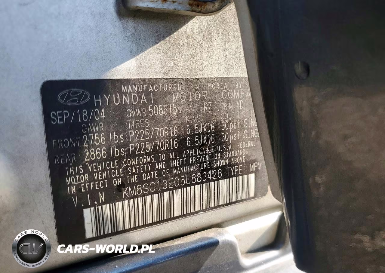 2005 Hyundai Santa Fe Gls VIN:KM8SC13E05U883428 - 13