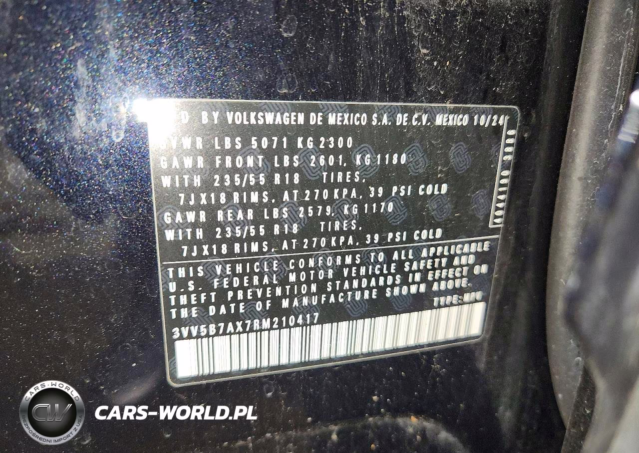 2024 Volkswagen Tiguan Wolfsburg VIN:3VV5B7AX7RM210417 - 13