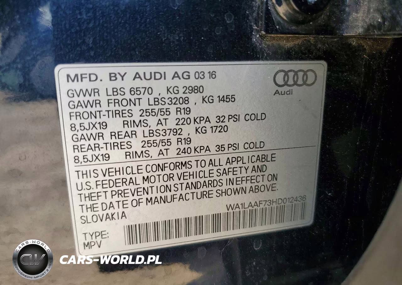 2017 Audi Q7 Premium Plus VIN:WA1LAAF73HD012436 - 13