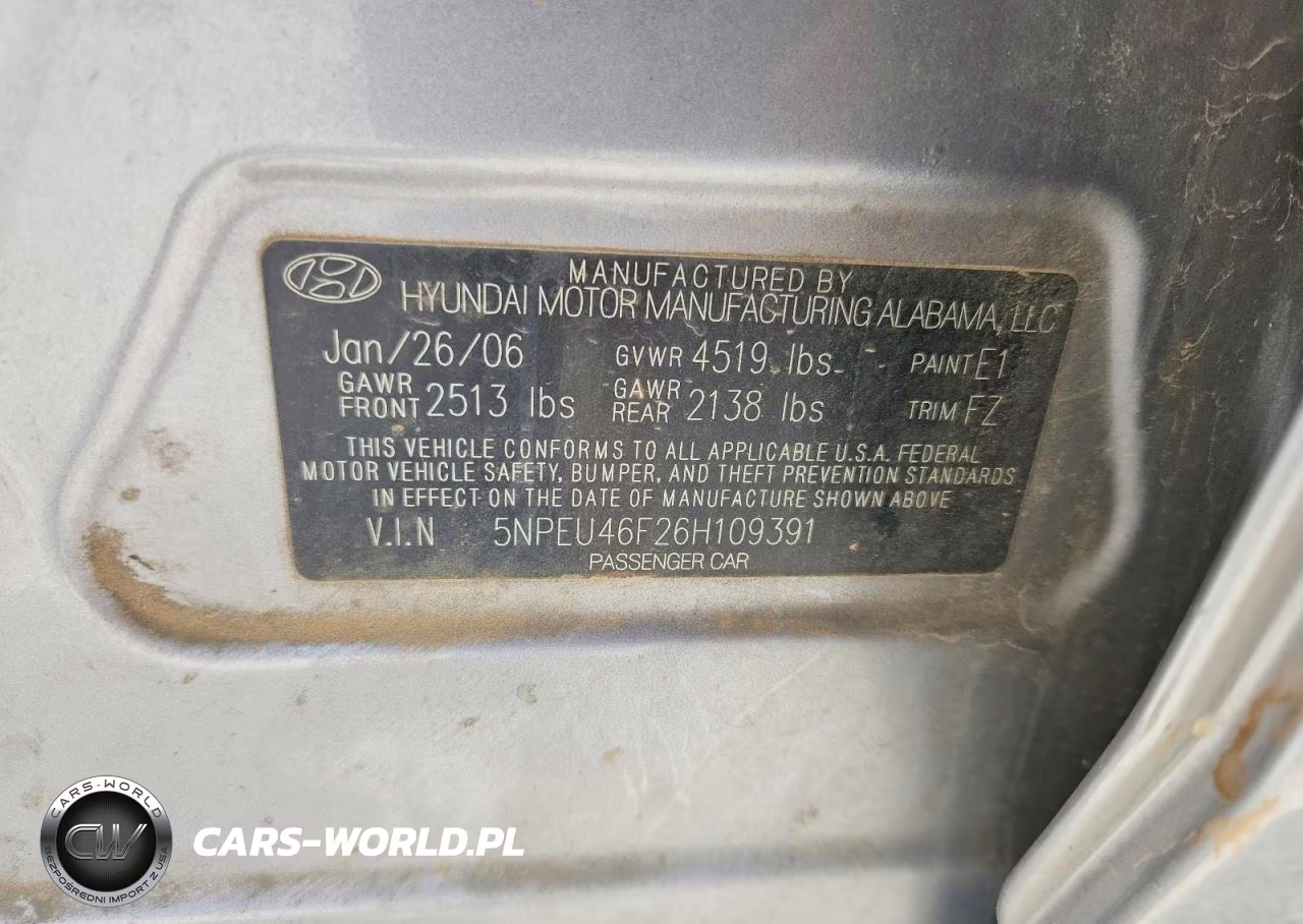 2006 Hyundai Sonata Gls V6 VIN:5NPEU46F26H109391 - 12