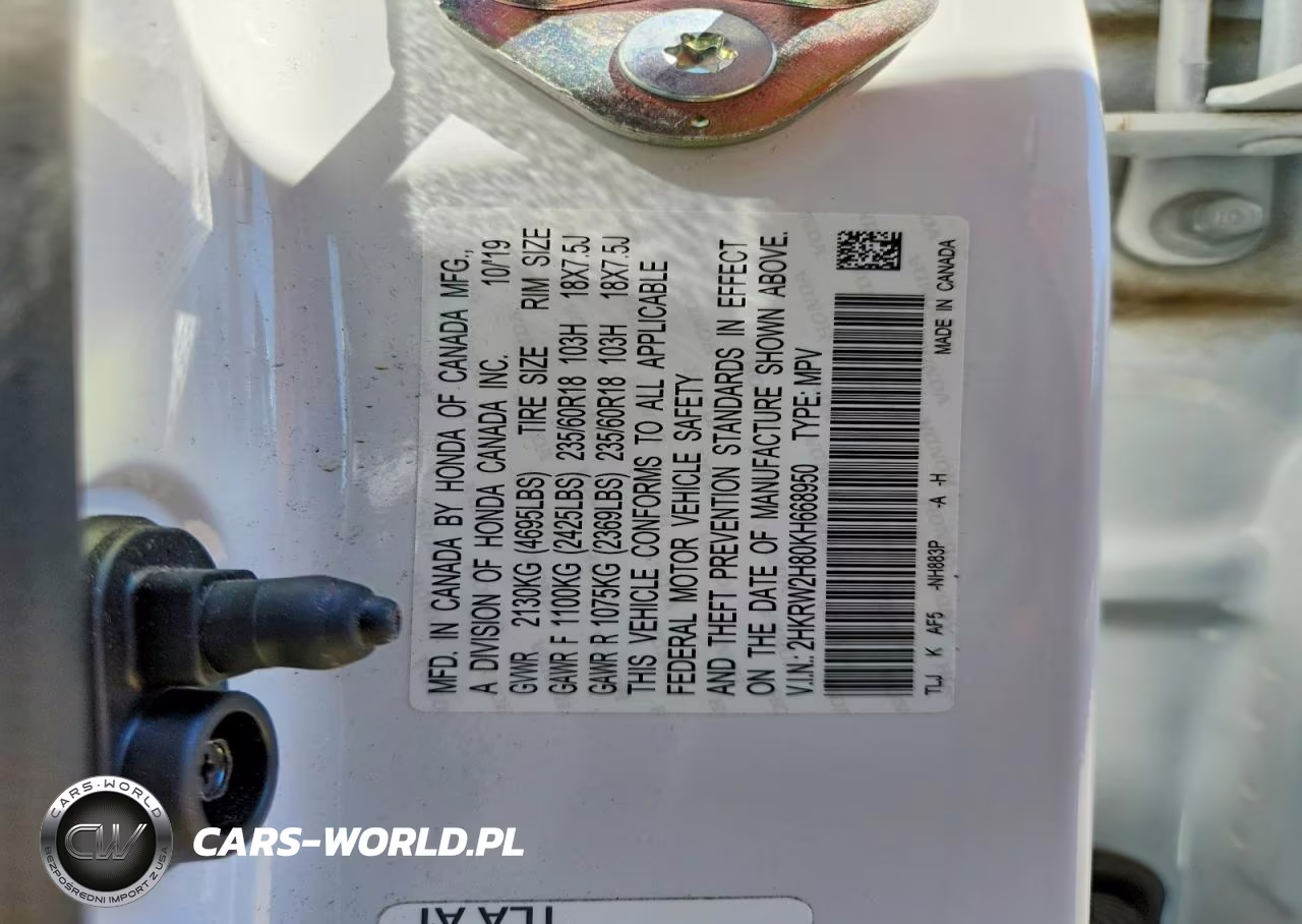 2019 Honda Cr-V Exl VIN:2HKRW2H80KH668950 - 13