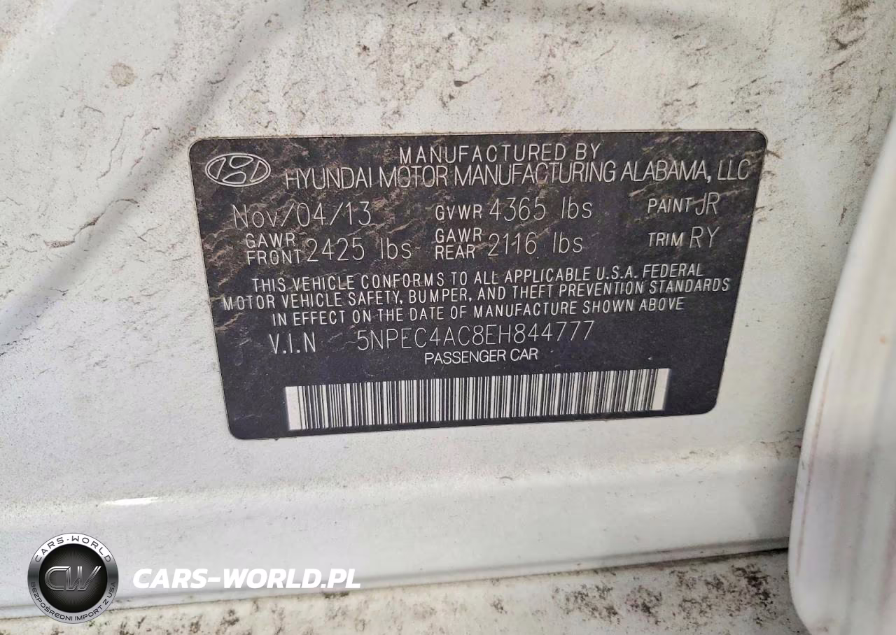 2014 Hyundai Sonata Se VIN:5NPEC4AC8EH844777 - 12