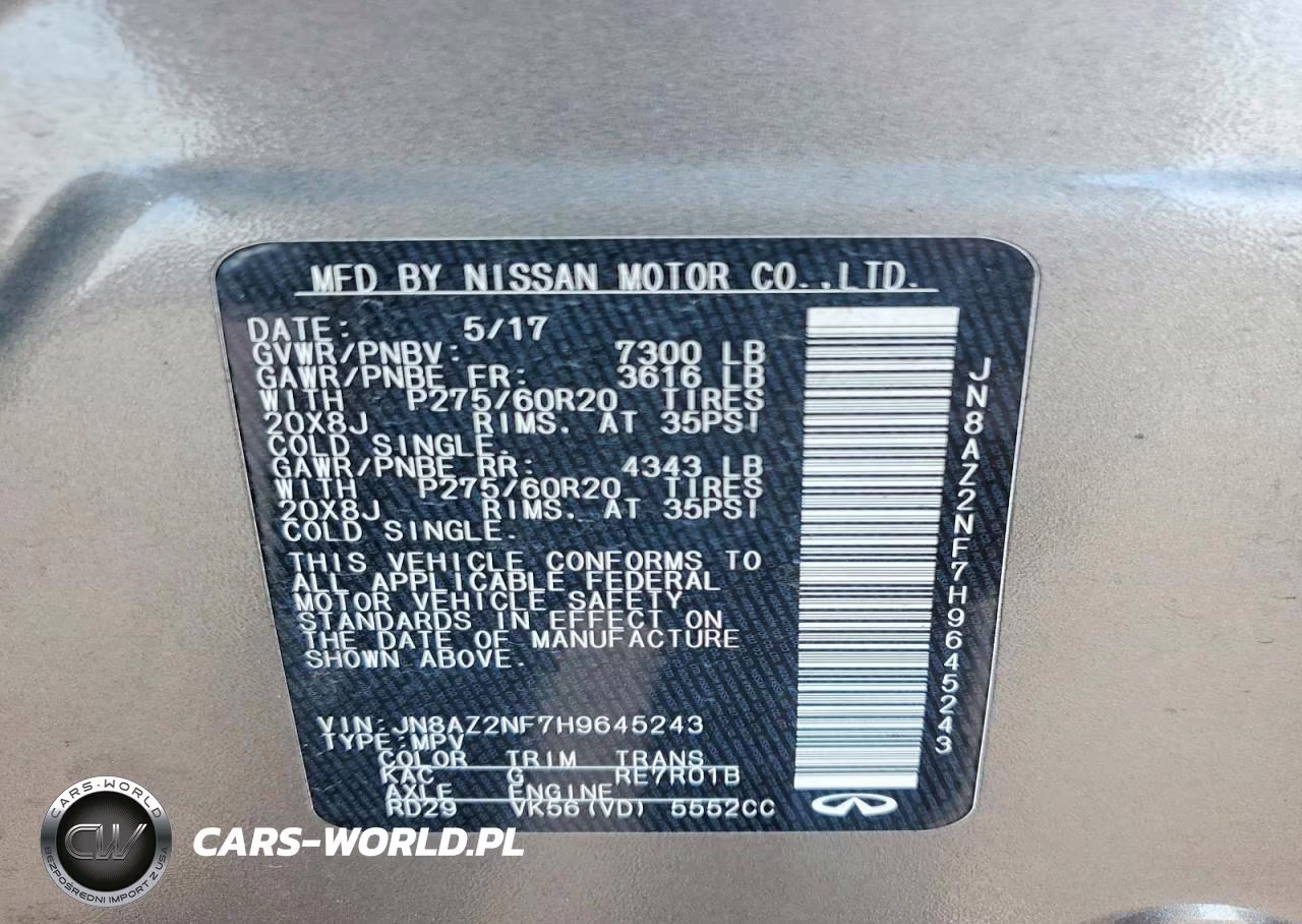 2017 Infiniti Qx80 Base VIN:JN8AZ2NF7H9645243 - 13