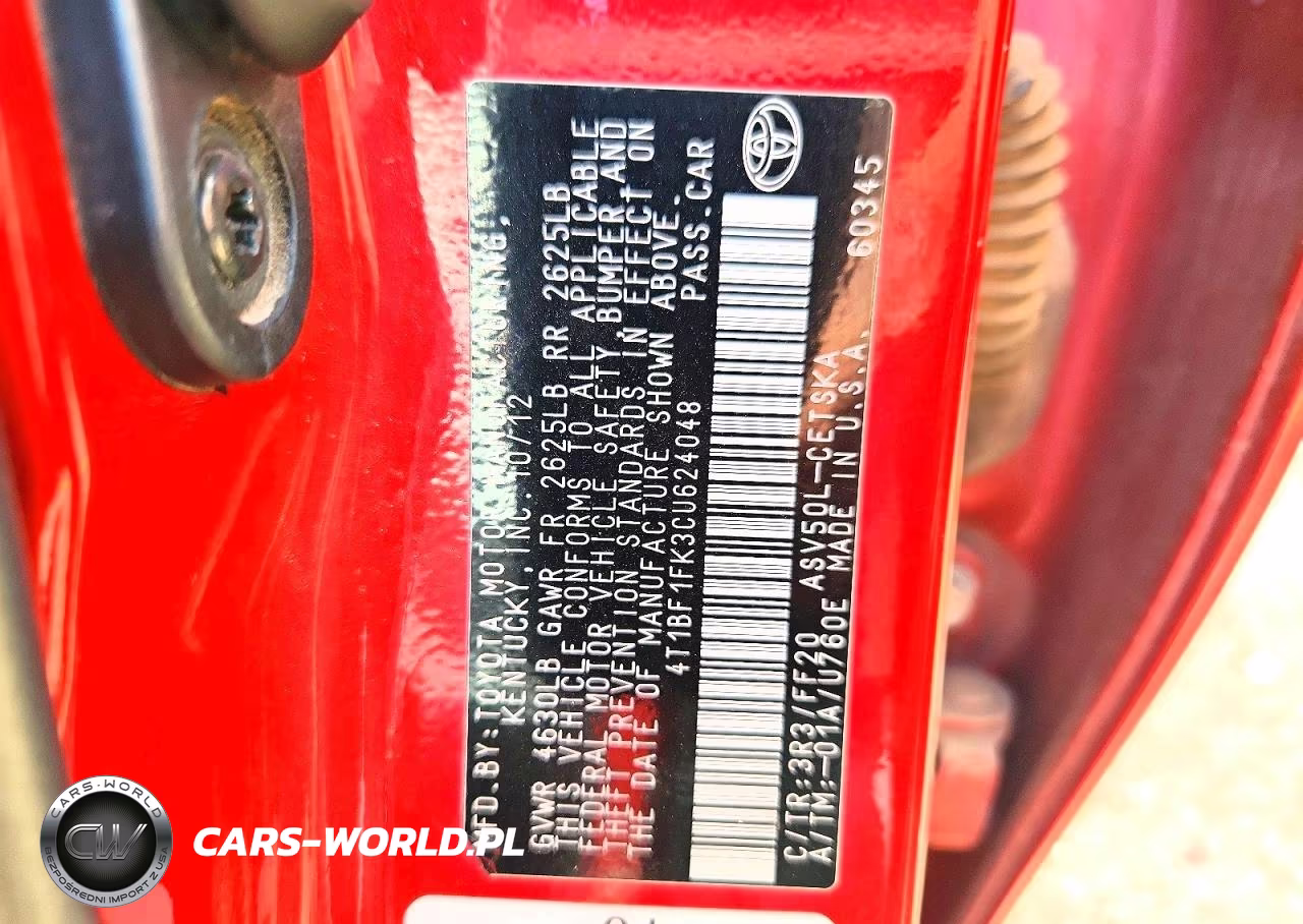 2012 Toyota Camry Se Sport Limited Edition VIN:4T1BF1FK3CU624048 - 12