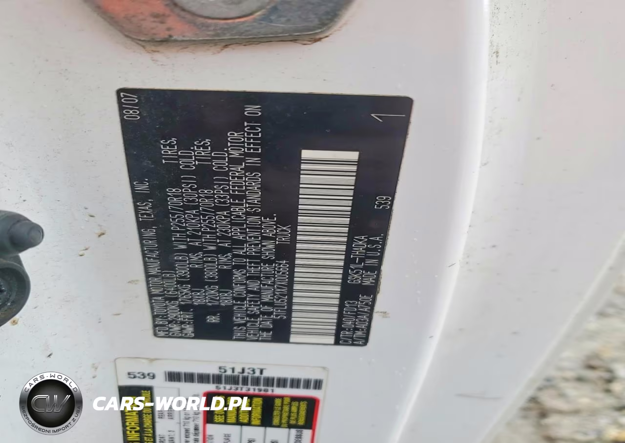 2007 Toyota Tundra Base VIN:5TFLU521X7X005664 - 12