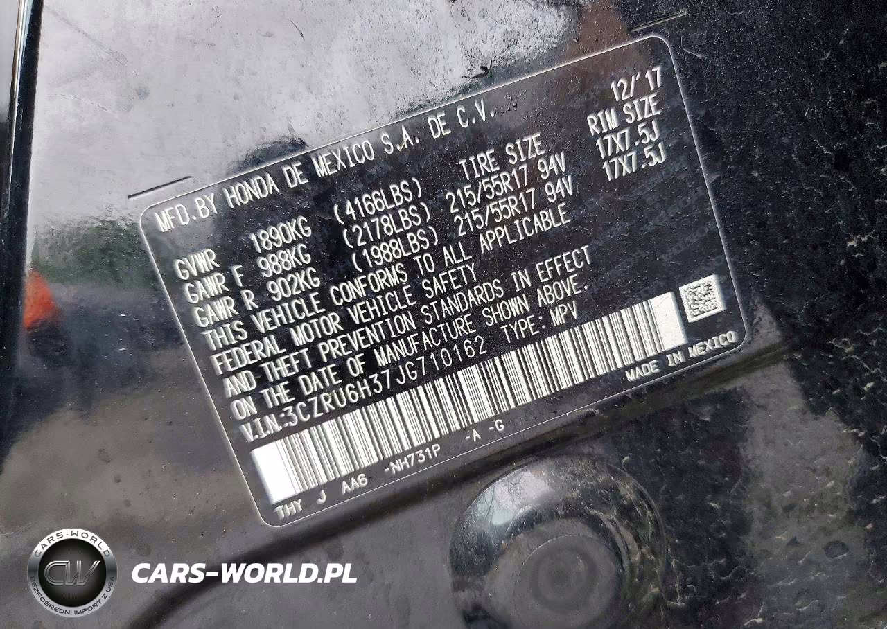 2018 Honda Hr-V Lx VIN:3CZRU6H37JG710162 - 12