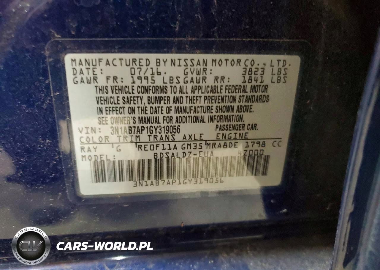 2016 Nissan Sentra Sv VIN:3N1AB7AP1GY319056 - 12