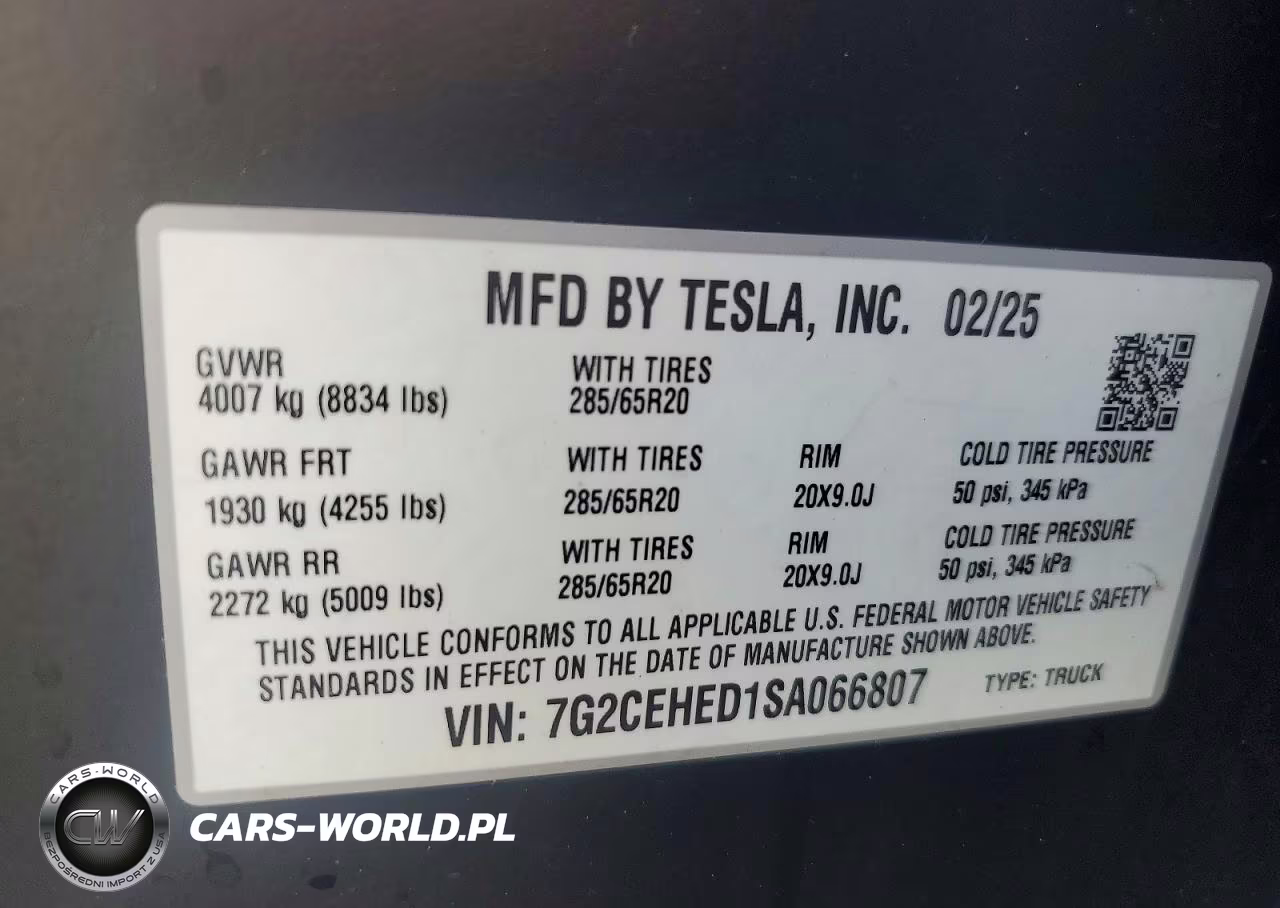 2025 Tesla Cybertruck VIN:7G2CEHED1SA066807 - 12